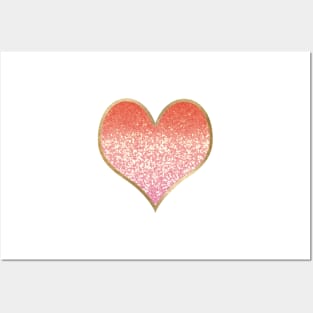 Heart - golden coral pink gradient Posters and Art